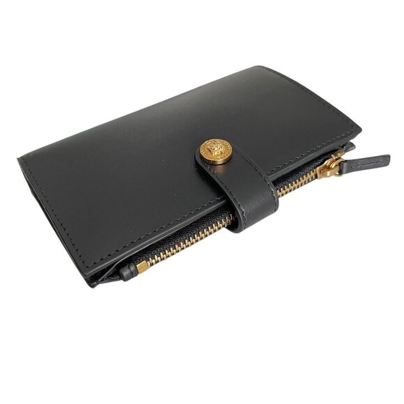 Versace 1002897 Medusa Gold Compact Black Leather Folding Wallet - Picture 8 of 15